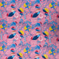 Pink With Blue Floral Print Rayon Fabric - TradeUNO