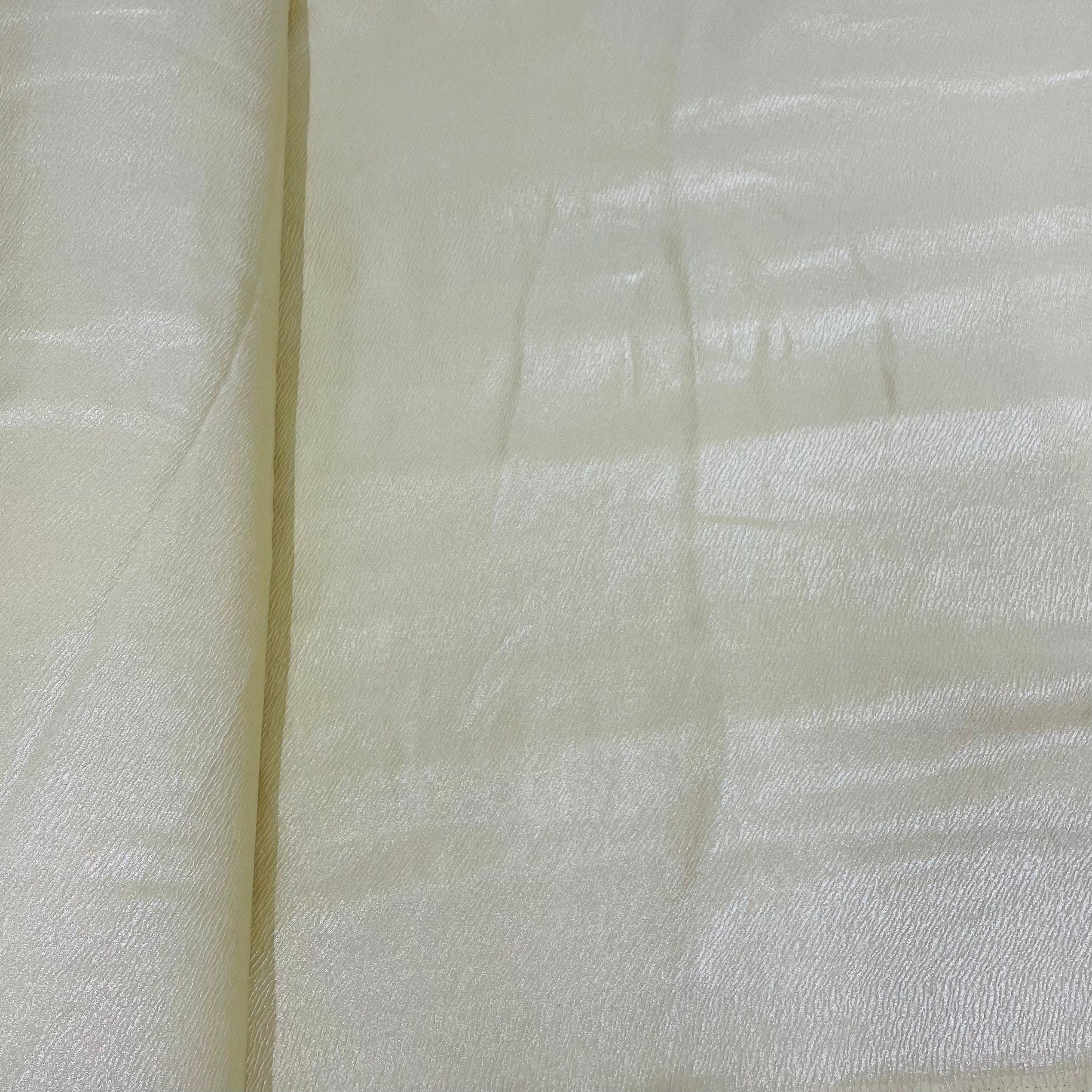 Beige Silver Crush With Foil Georgette Satin Fabric - TradeUNO