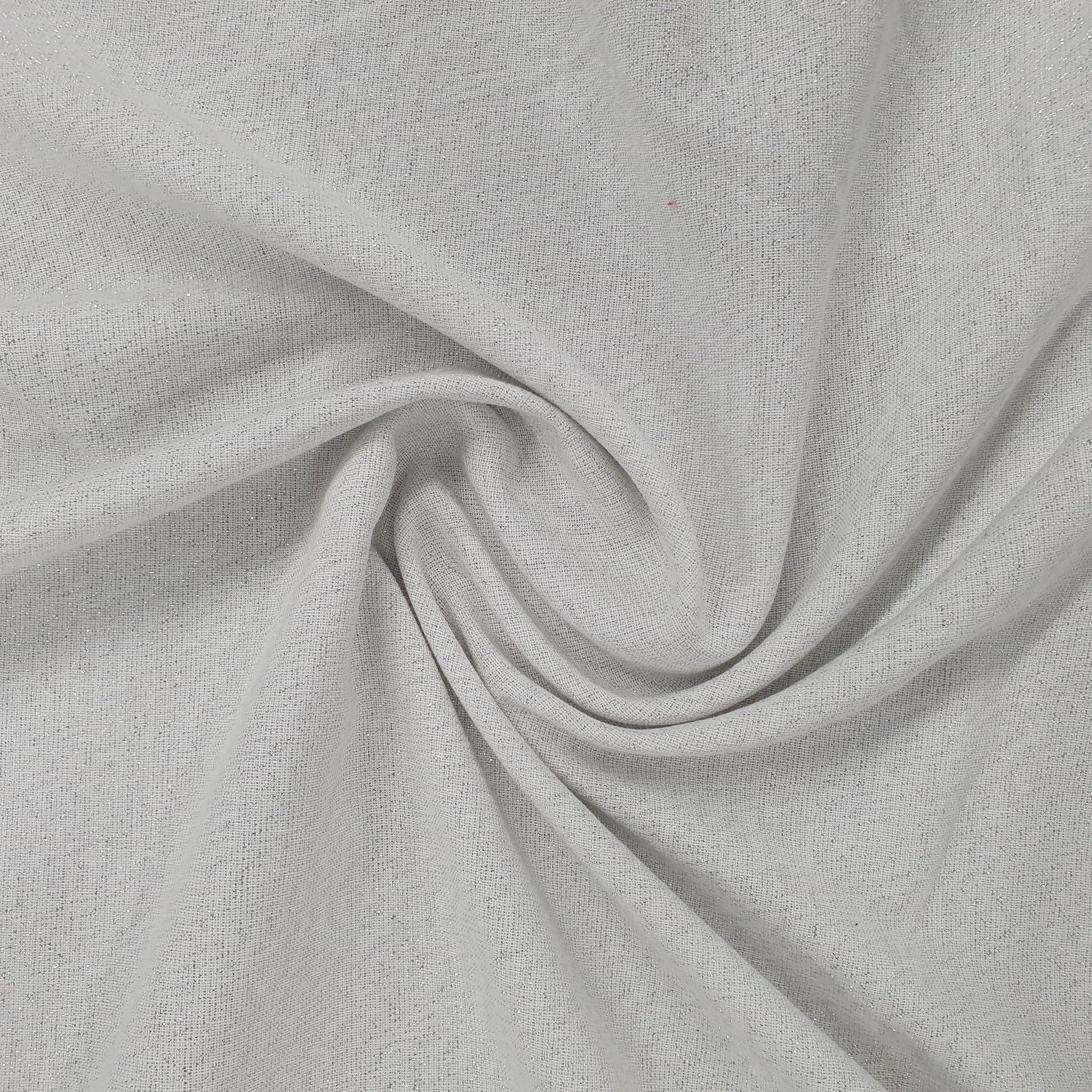 White Solid With Lurex Solid Handloom Fabric Trade UNO